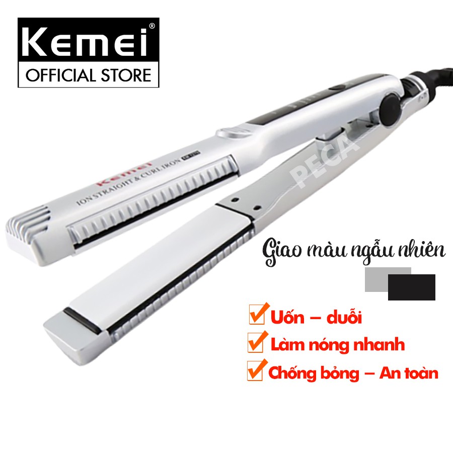 Máy duỗi tóc kemei KM - 1279 làm nóng nhanh nhiệt độ cố định có thể duỗi - uốn cúp - uốn xoăn - Phân phối chính hãng