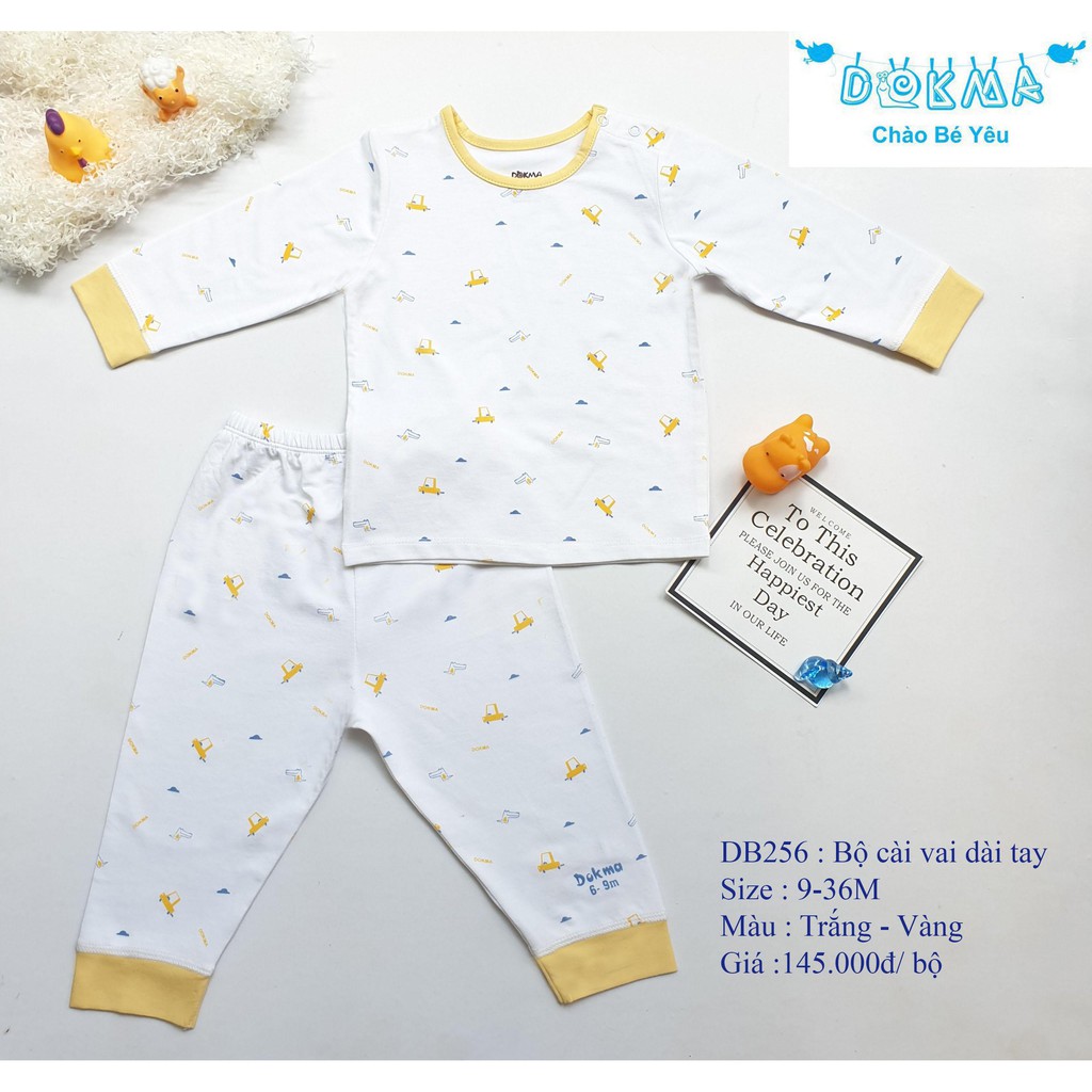 Dokma - Bộ cài vai sơ sinh chất bamboo cho bé 9-36m DB256