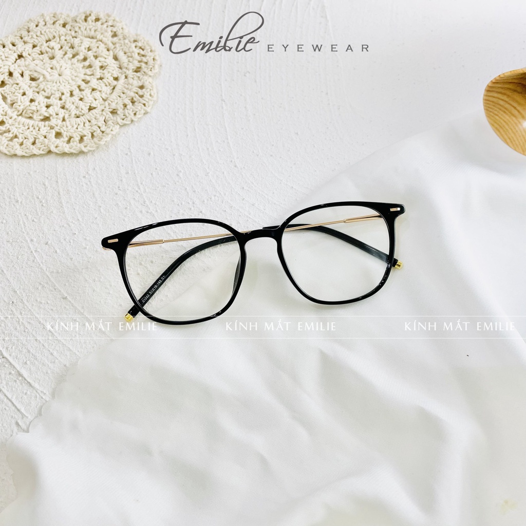 Gọng kính vuông bầu nam nữ nhựa dẻo cao cấp mảnh nhẹ Kính mắt Emilie phụ kiện thời trang 01242