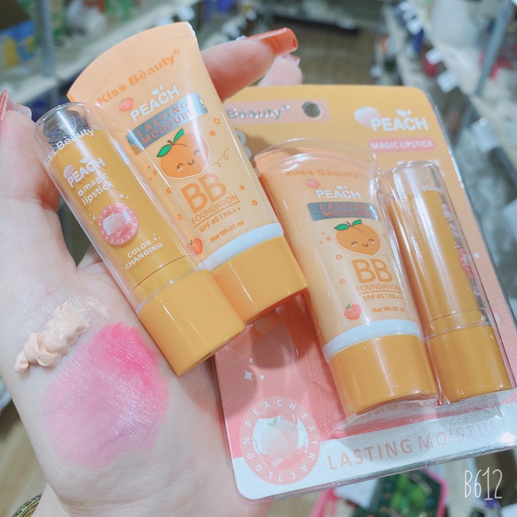 Set 2 lọ son dưỡng + kem nền chống nắng Spf 45+ V1