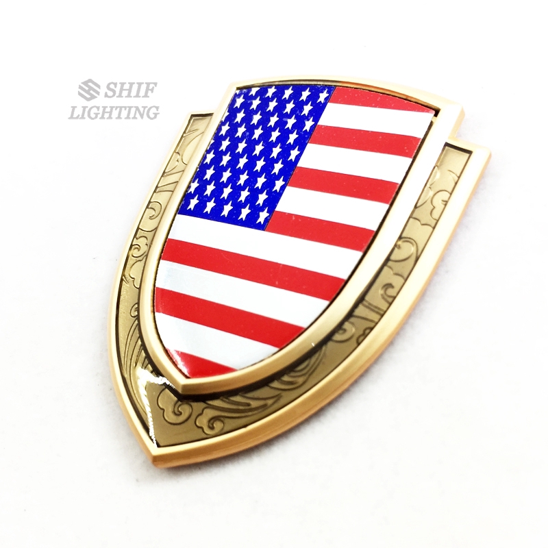 1 x Metal Gold USA America United States National Flag Logo Decorative Emblem Badge Sticker Decal USA U.S.A