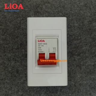 Combo cầu dao tự động aptomat chống quá tải và ngắn mạch lioa 50a loại 2 cực - lắp âm tường