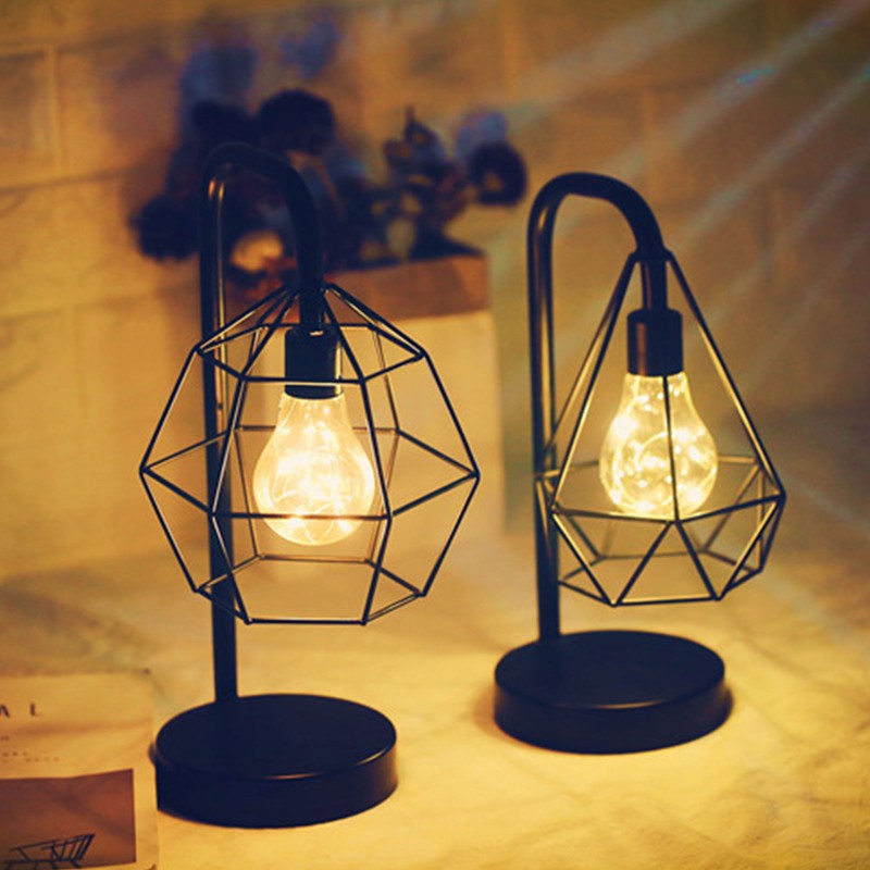 SPMH Minimalist Retro Creative Copper Wire Table Lamp LED Night Light Home Bedroom Decorative Desk Lamp for Decor Lighting