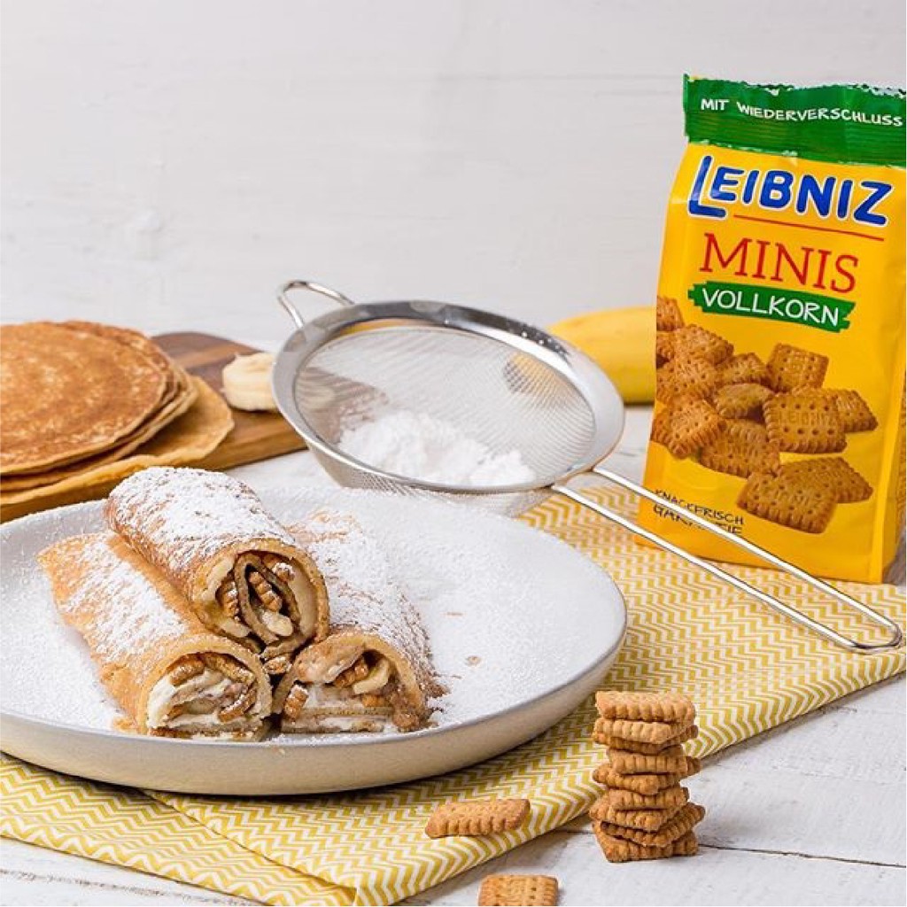 3 gói bánh qui bơ và ngũ cốc nguyên hạt Minis Leibniz Đức 100g bơ tự nhiên và dầu hướng dương, bánh thơm giòn tan