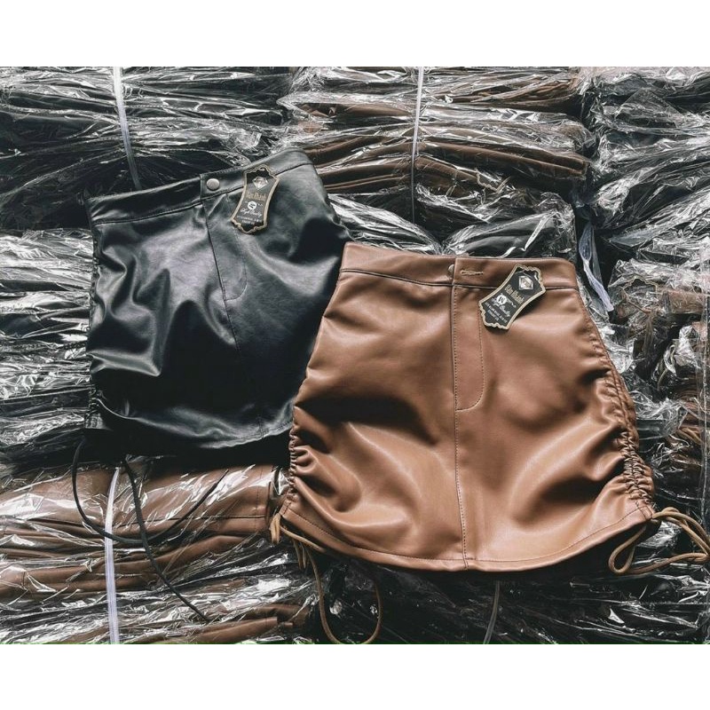 Chân váy da dây rút hai bên, có quần trong siêu xinh shop Tiến Linh đủ size