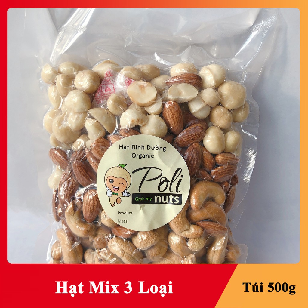 Hạt Dinh Dưỡng Mix 3 Polinuts Hỗ Trợ Giảm Cân, Ăn Vặt Mẹ Bầu, Gymer Giá Tốt Túi 500g