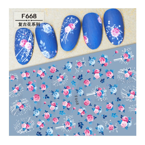 sticker dán móng chủ đề hoa 5