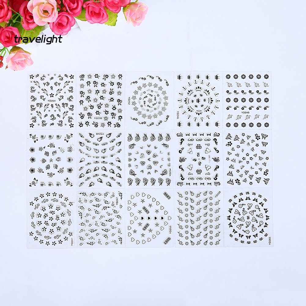 Set 5p tờ sticker hình hoa thời trang dán móng trang trí