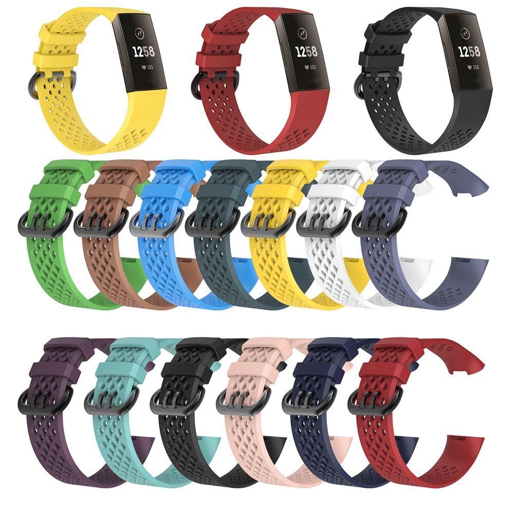Dây Đeo Thay Thế Chất Liệu Silicon Màu Trơn Cho Fitbit Charge 4 3 SE