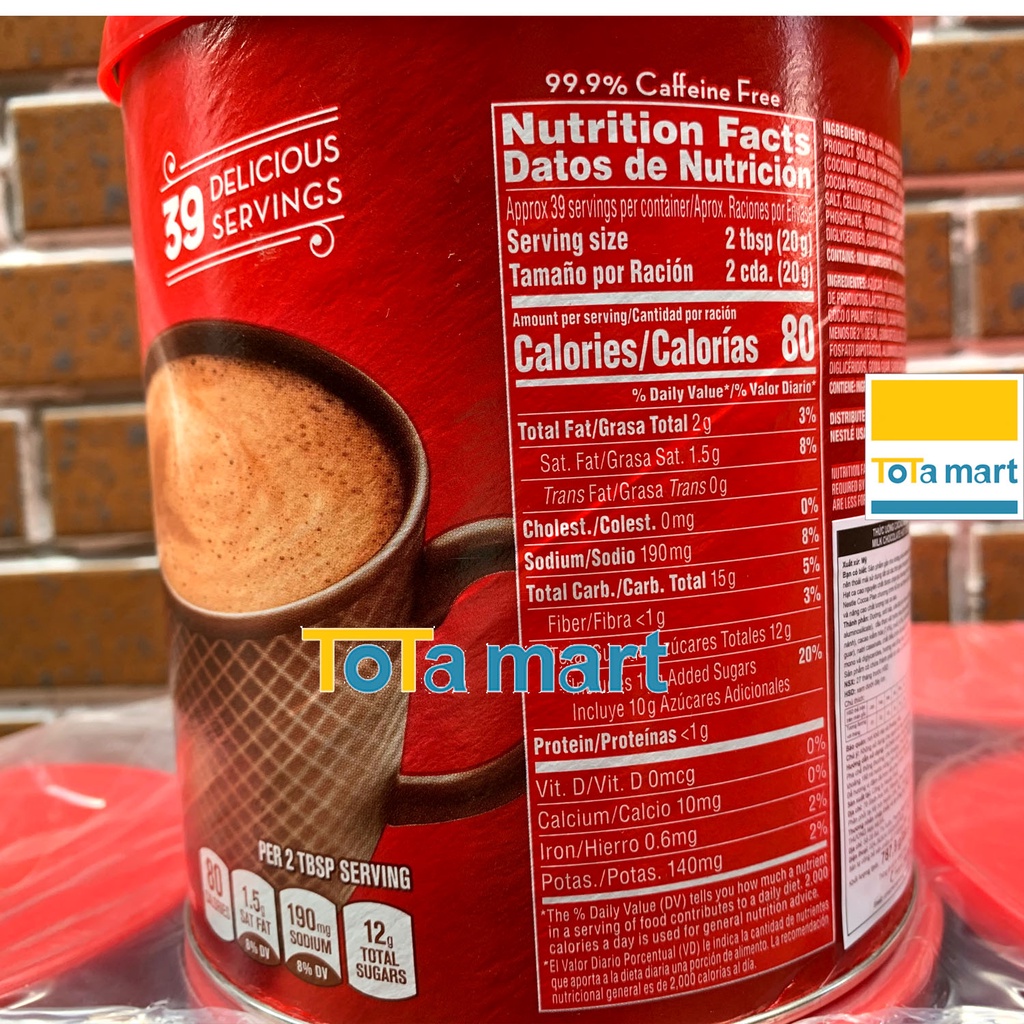 (hsd 05/2023) Bột cacao NESTLE nhập khẩu Mỹ hot cocoa mix Rich milk chocolate hộp lớn 787.8g.