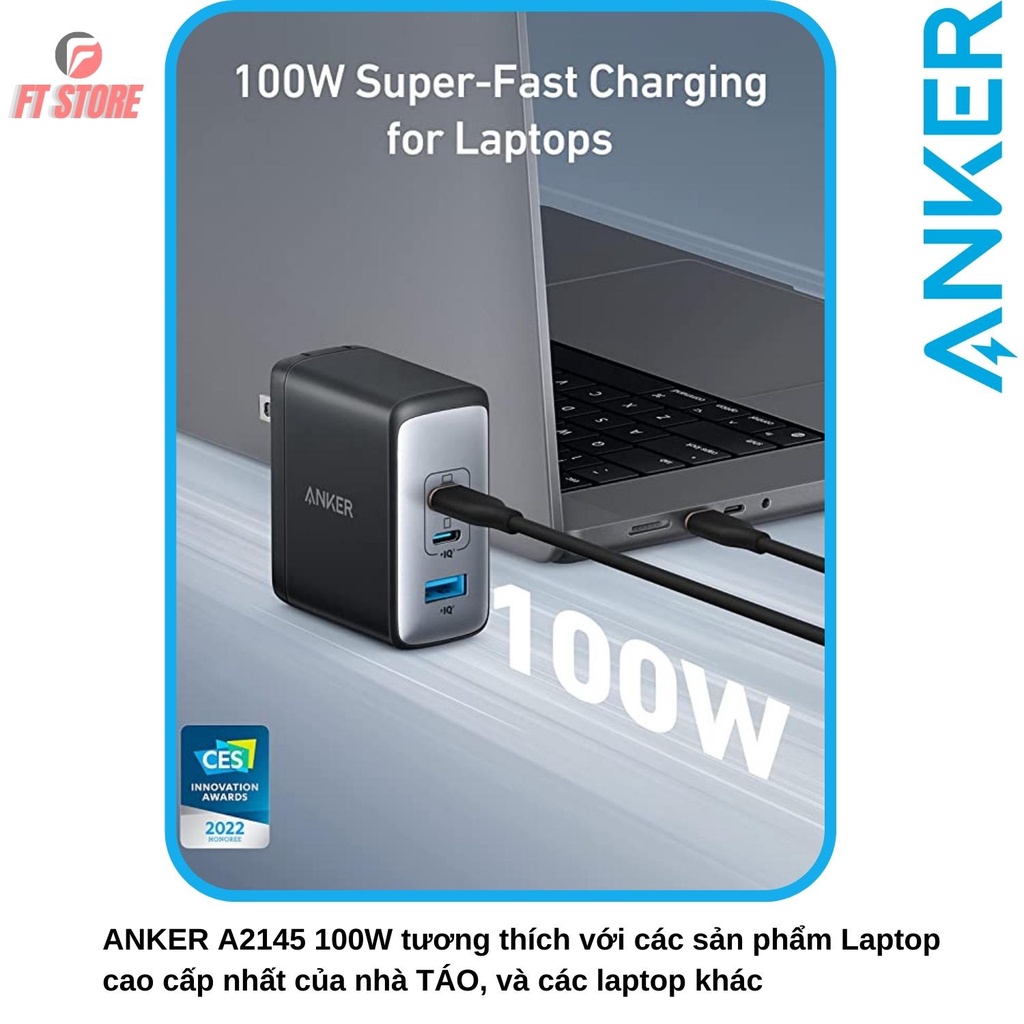[GIAO HOẢ TỐC] Củ sạc nhanh Anker A2145 100W PD/QC/PPS BH12TH