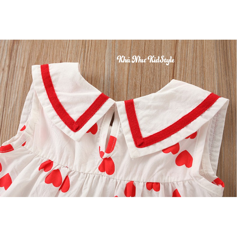 Váy bé gái vải cotton họa tiết trái tim cho bé từ 10-30kg