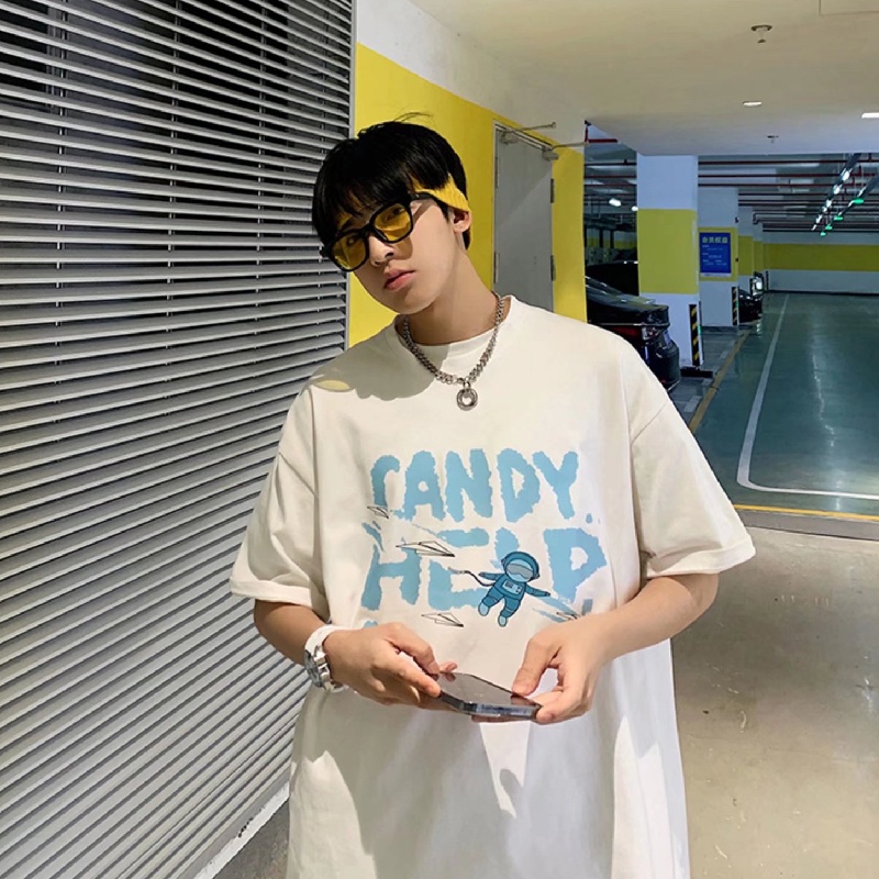 Áo Thun Tay Ngắn Dáng Rộng In Chữ Phong Cách Nhật Bản Thời Trang Mùa Hè Cho Nam Và Nữ size M-5XL