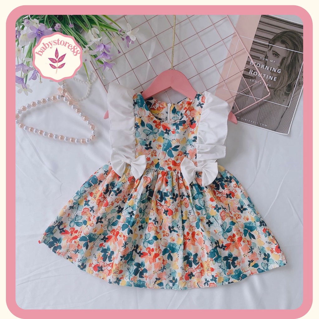 Đầm cho bé gái sơ sinh 1 2 3 4 5 6 tuổi Babystore88, Váy trẻ em gái hè thu cộc tay hàng thiết kế V21