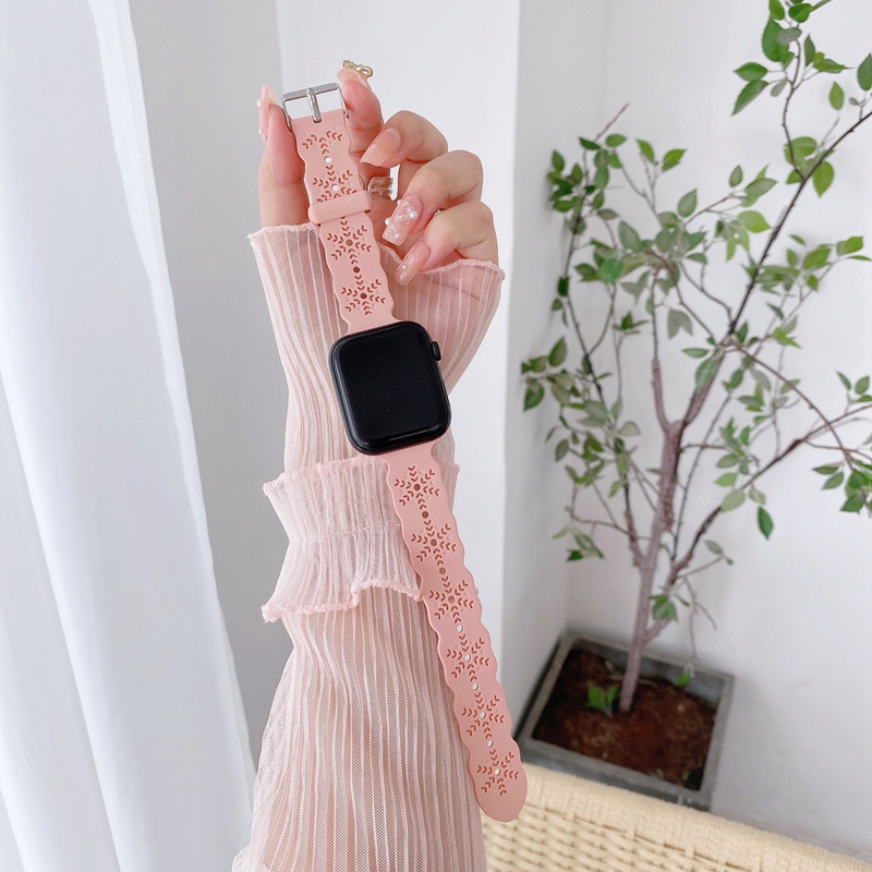Dây Đeo Đồng Hồ Bằng Silicon Hình Bông Tuyết Cho Apple 49mm 45mm 41mm 44mm 40mm 38mm 42mm 41mm 45mm Ultra 8 7 6 5 4 3 SE