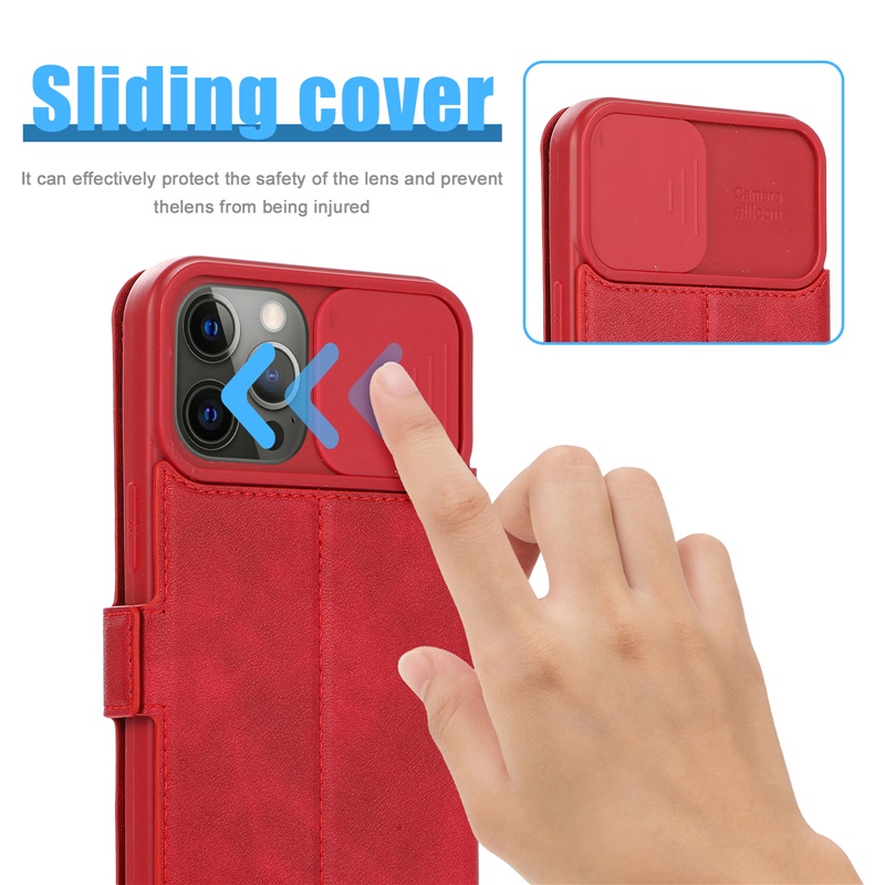 Ốp Điện Thoại Da Kèm Ngăn Đựng Thẻ Khóa Nam Châm Cho IPhone 14 13 12 Pro xs Max Plus