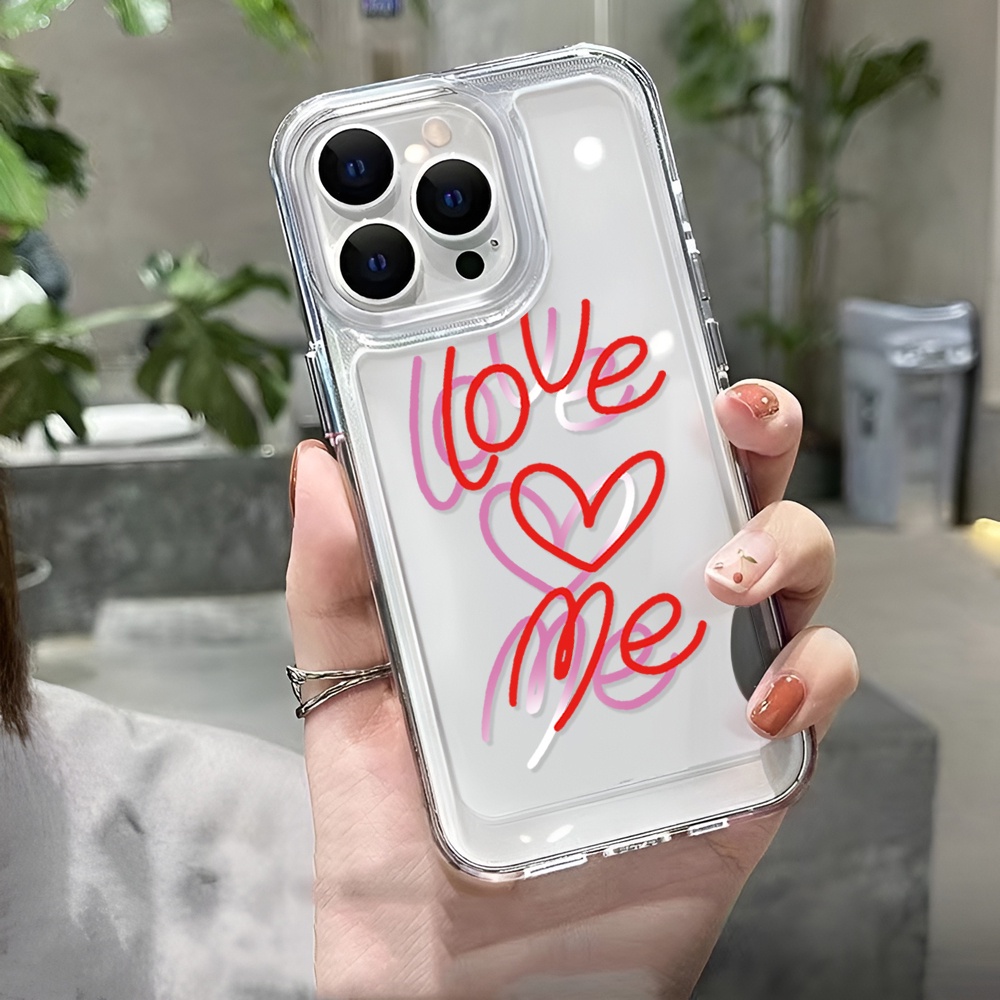 Ốp Điện Thoại Trong Suốt Họa Tiết Trái Tim Và Chữ Cho iphone 14ProMax 14Plus 13 11 12 7Plus X XR