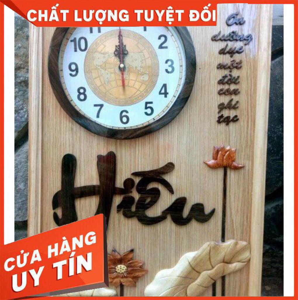 Tranh đồng hồ gỗ chữ HIẾU ( F1) Nội Thất