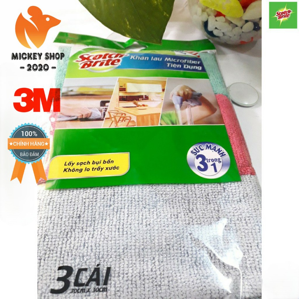 [KHUYÊN DÙNG] Combo 3 Gói 3 cái khăn Scotch Brite 3M Lau bếp Microfiber Tiện Dụng - USA