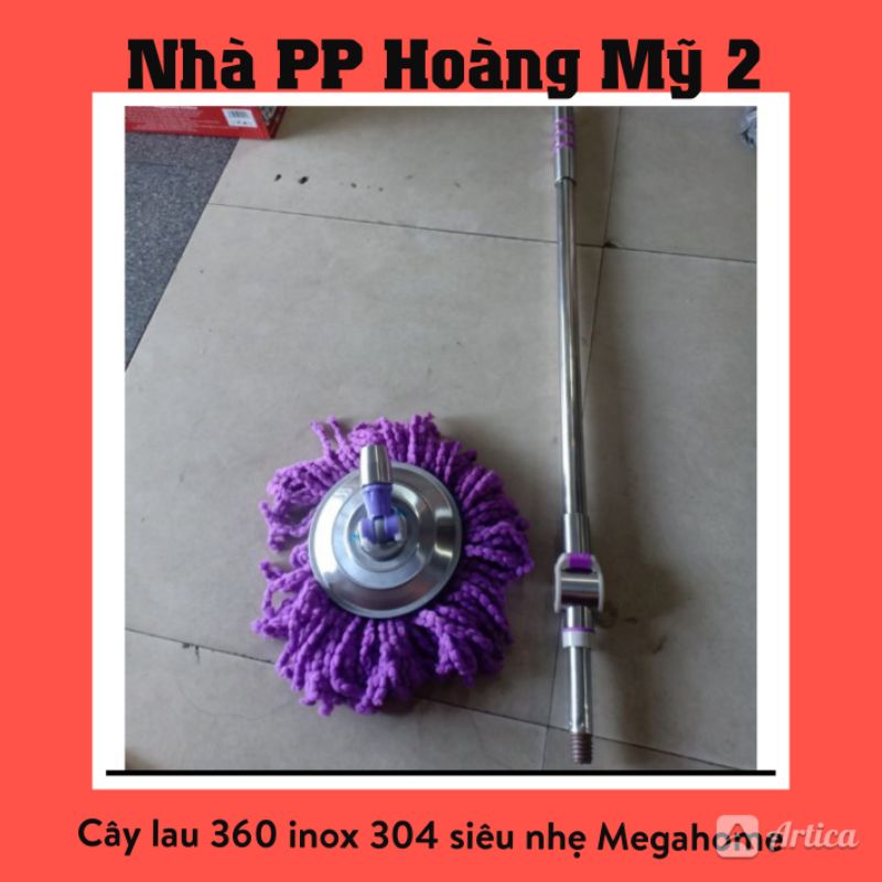 Cây lau nhà 360 độ inox 304 cao cấp hiệu Megahome bảo hành 12 tháng