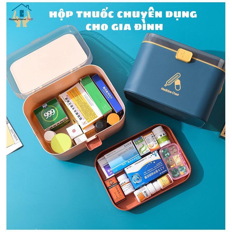 Hộp đựng thuốc y tế cho cá nhân gia đình có khay uống thuốc tây tiện lợi bằng nhựa cỡ lớn