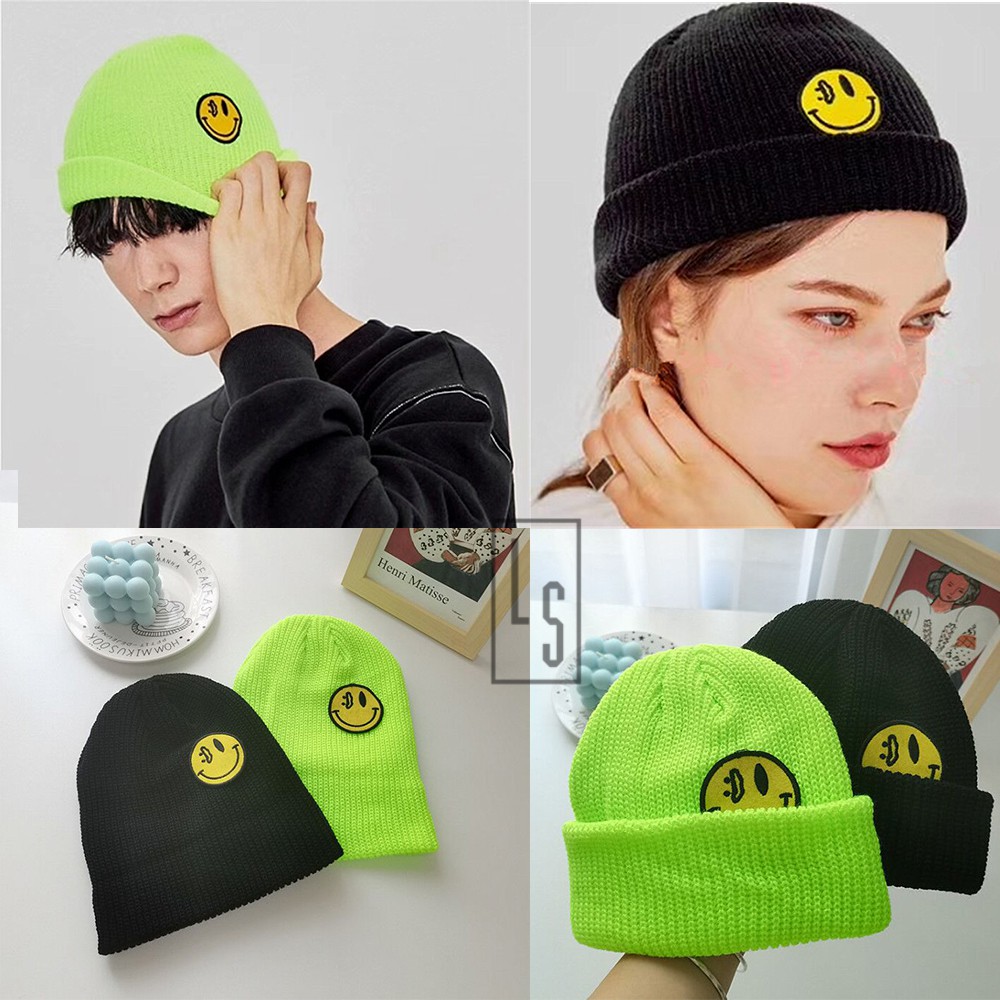 Nón Len Mặt Cười Unisex - Mũ Len Mặt Cười