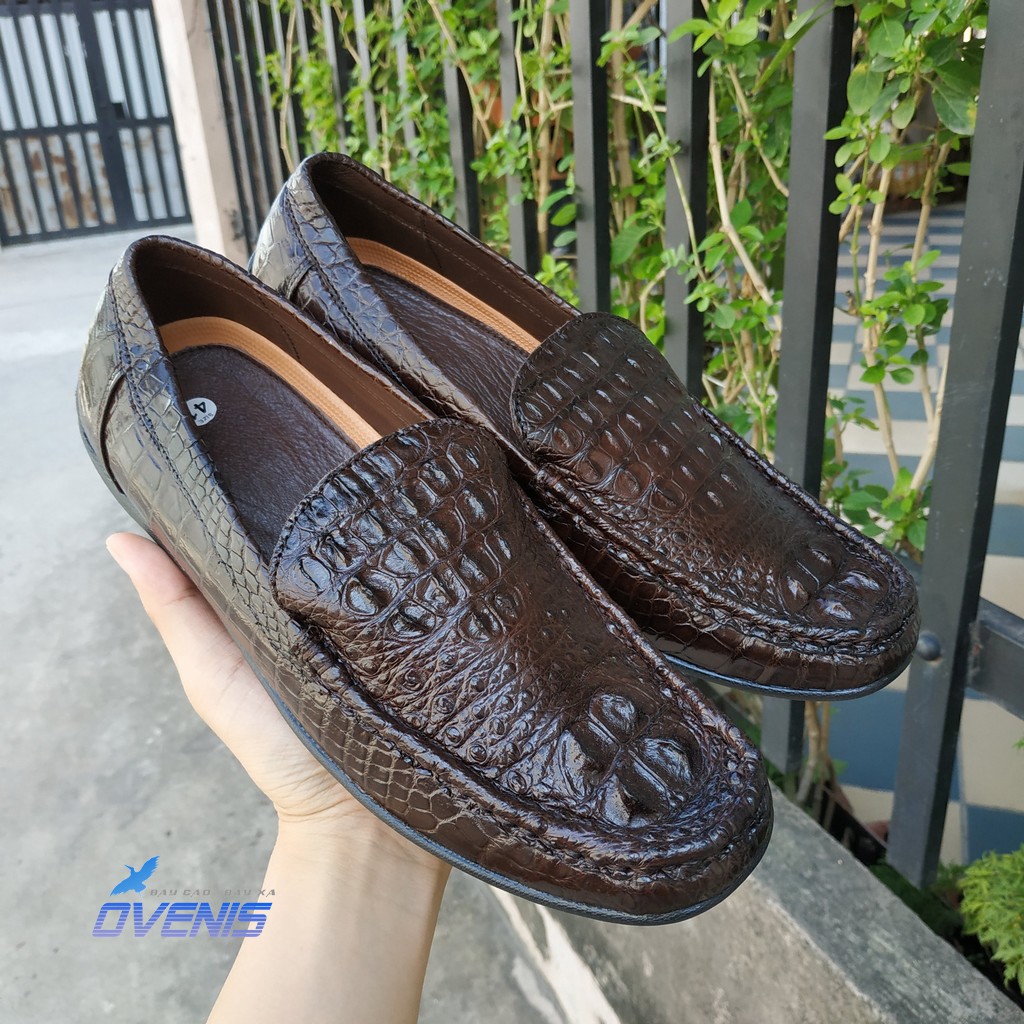 Giày lười da cá sấu nam. Phiên bản không đai đẹp lạ và đẳng cấp. Da cá sấu thật 100%