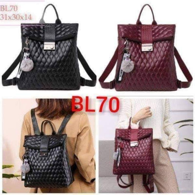Balo Nữ Da Mềm Trần Trám Tặng Kèm Móc Siêu Xinh BL70