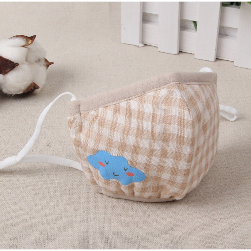 Khẩu trang vải cotton 3 lớp quai rút cho bé 0-3 tuổi