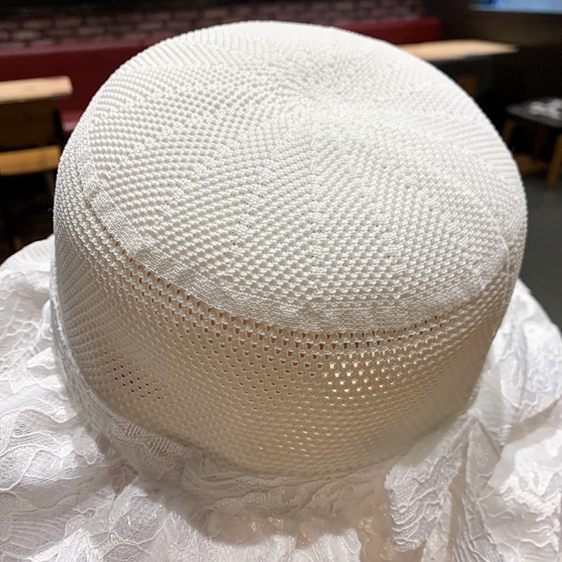 Nón tai bèo rỗng vành rộng che mặt chống nắng viền ren hình nơ thời trang mùa hè Hàn Quốc cho nữ khi đạp xe / đi biển