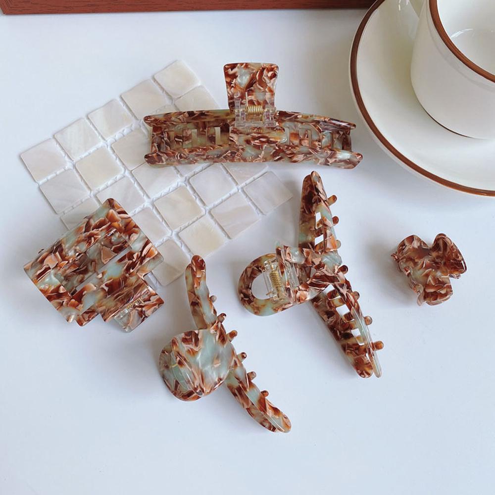 Kẹp Tóc Càng Cua Họa Tiết Hình Học Cỡ Lớn Phong Cách Retro Cho Nữ