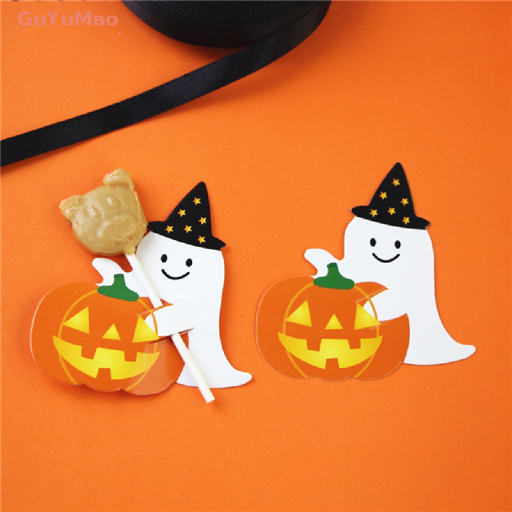 Bộ 50 Thẻ Giấy Hình Ma Bí Ngô Kẹo Kẹo Mút Halloween