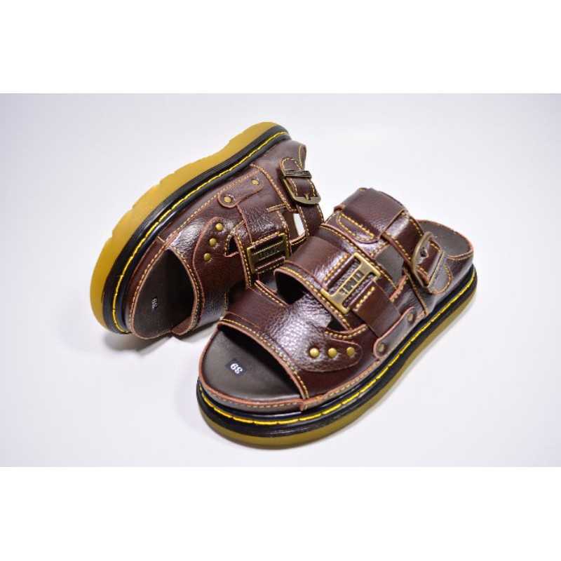 Dép Nam Quai Ngang Da Bò Cao Cấp Doctor Dr.Martens Hàng VNSX - Mã D16