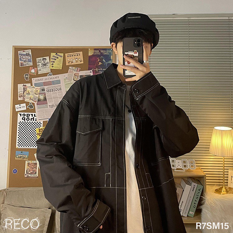Áo sơ mi nam nữ Hàn Quốc cao cấp dáng rộng dài tay Shirt Loose R7SM15