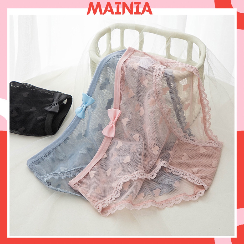 Quần Lót Ren Nữ Xuyên Thấu Đính Nơ Xinh Xắn Dễ Thương Chíp Nữ Ren Cao Cấp Mainia Shop