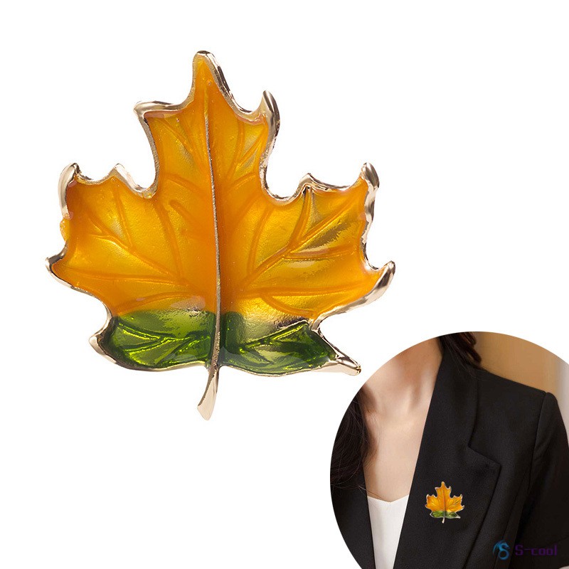 Maple Leaf Brooch Personality Retro Style Collar Pins Thanksgiving Days Gift for Women Girls