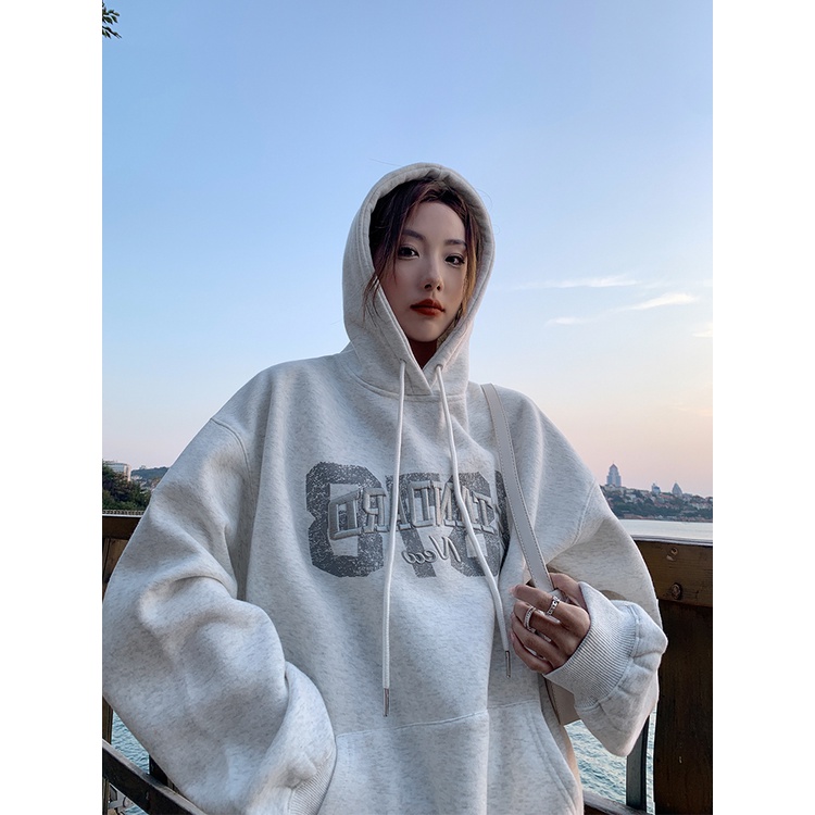Áo Hoodies Nữ Thêu Chữ Thời Trang Hàn Quốc Xinh Xắn