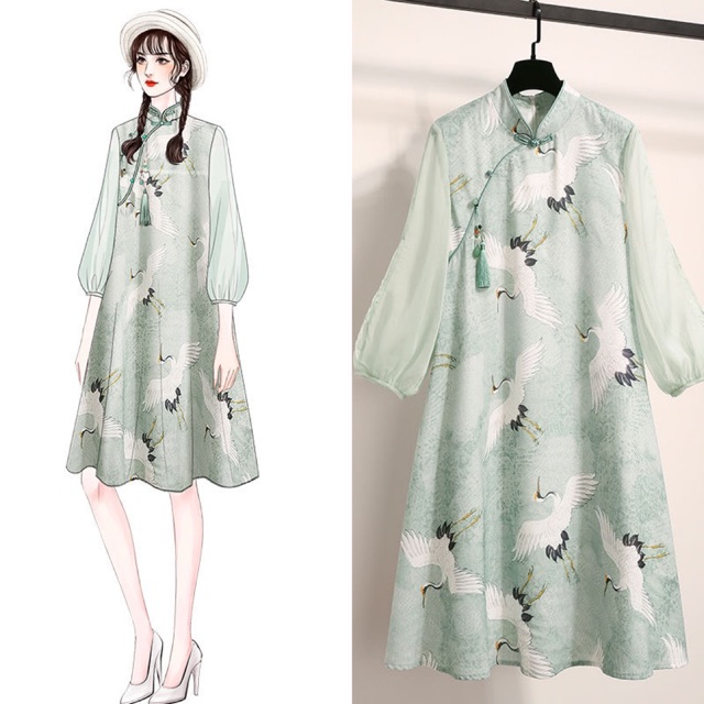 váy sườn xám váy trẻ trung