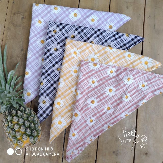 Khăn vải bandana cỡ lớn họa tiết hoa cúc Daisy hottrend cực xinh - Khăn choàng đa năng sắc màu trẻ trung ảnh thật