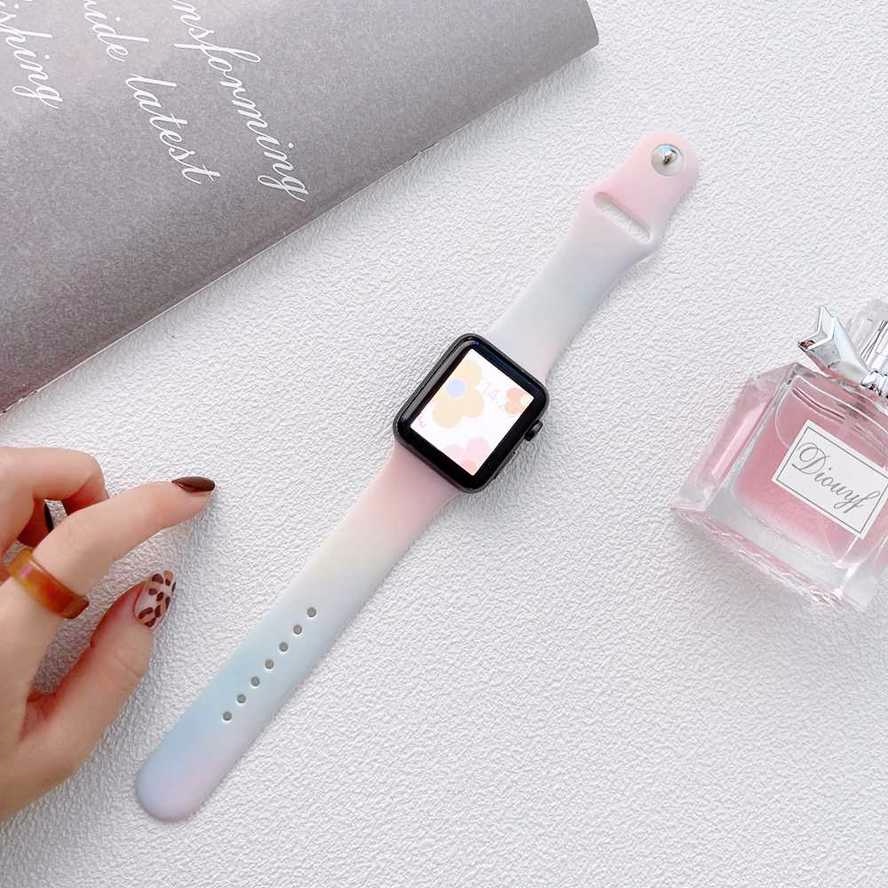 Dây đeo mềm màu gradient thích hợp cho đồng hồ thông minh Apple Watch 41mm 45mm 40mm 44mm 38mm 42mm