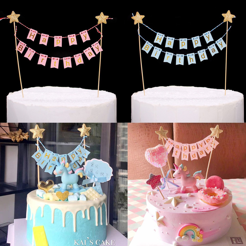 Bộ dụng cụ trang trí bánh kem hình chữ happy birthday nhiều màu sắc
