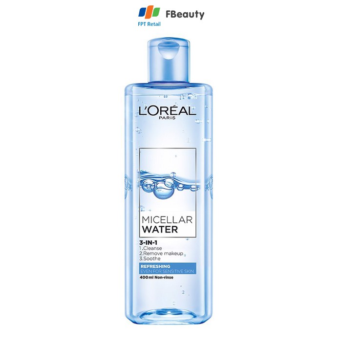 [Mã FMCG199 - 8% đơn 199K] Nước tẩy trang tươi mát 3 In 1 L'Oreal Paris Micellar Water Refreshing 400ml