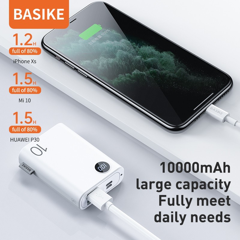 Sạc Dự Phòng BASIKE PF22 10000mAh Mini Đầu Ra USB Kép Màn Hình Kỹ Thuật Số