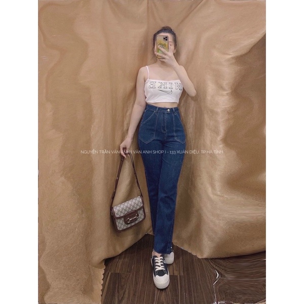 Quần jeans ống đứng cạp cao tôn dáng