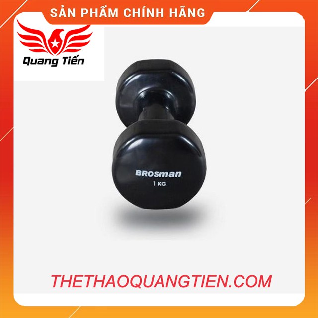 Freeship Tạ tay cao su brosman chính hãng 1 kg (ĐEN)