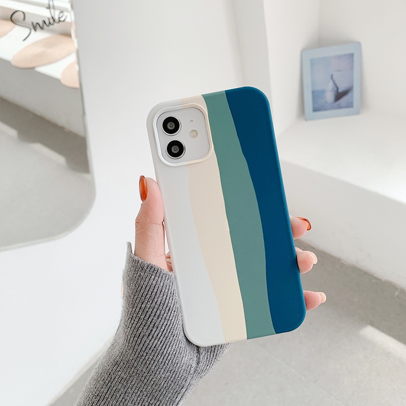 Ốp Điện Thoại Silicone Chống Sốc Màu Cầu Vồng Cho iPhone13pro max 12Mini Apple 11pro max xr