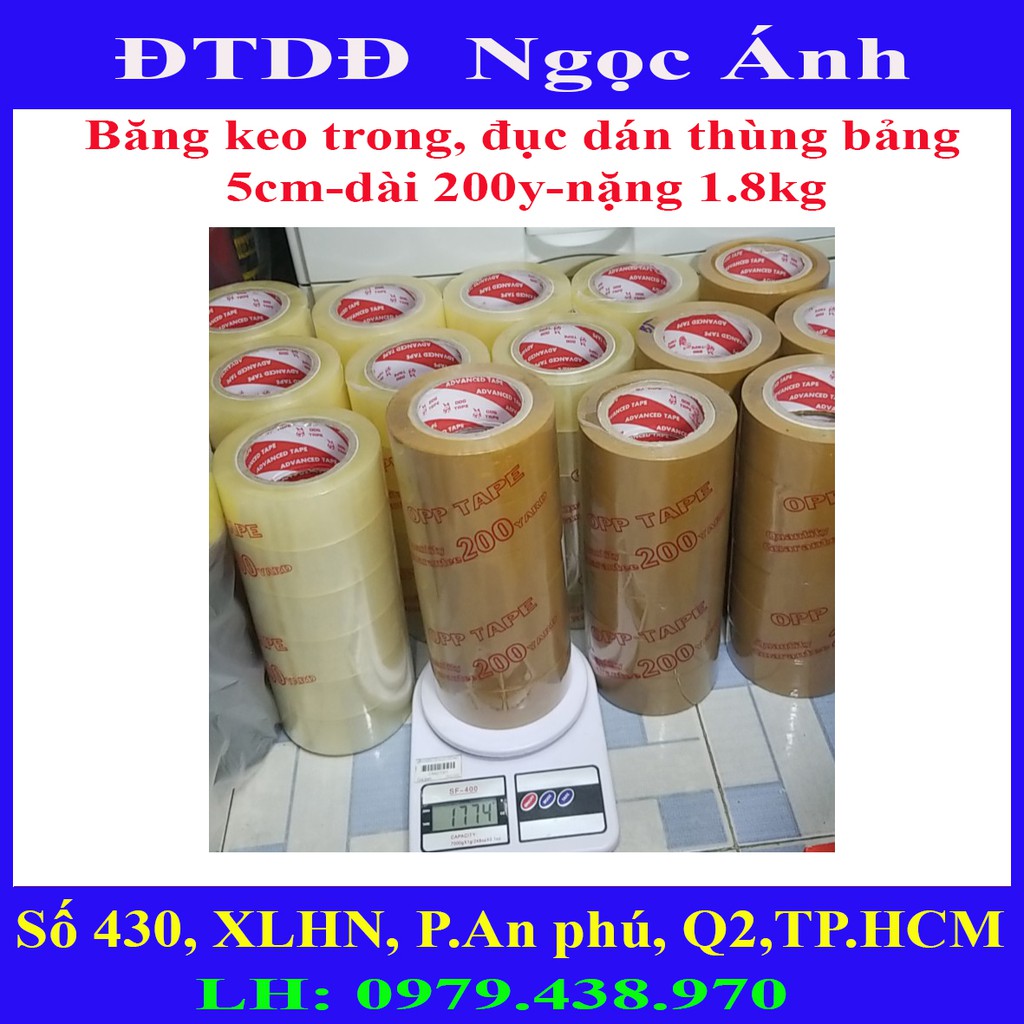 BĂNG KEO DÁN 5P TRONG ĐỤC dài 200 yard