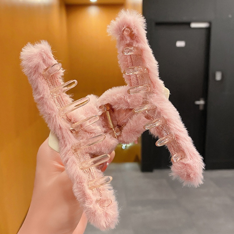 Kẹp Tóc Càng Cua Chống Trượt Hình Trái Tim Bằng Vải Lông