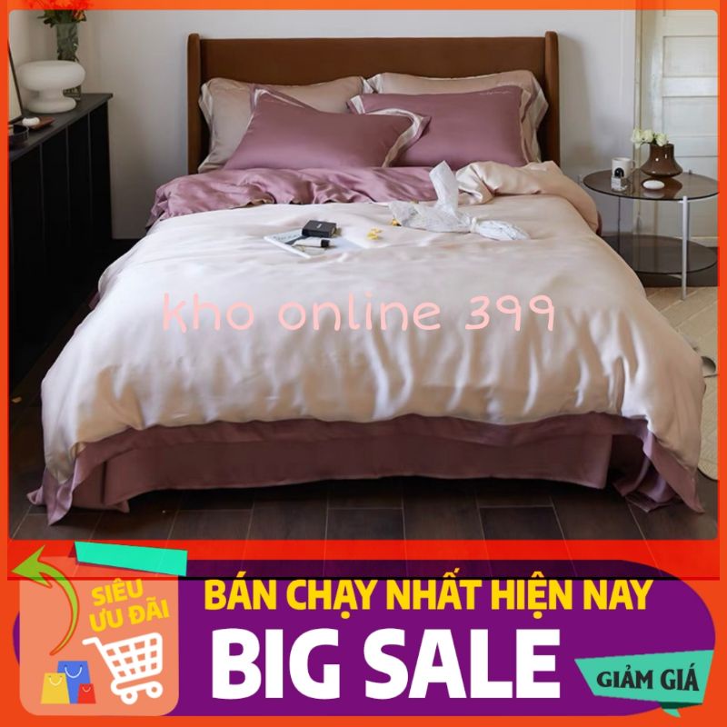 [RẺ VÔ ĐỊCH] set (bộ) chăn ga gối nệm Tencel modal trơn phối 4 món đủ kích thước, ga trải giường, vỏ gối