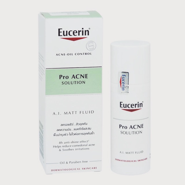 Kem Dưỡng Eucerin A.I MATT Fluid Pro Acne Solution kiềm dầu suốt 8 giờ cho da dầu mụn nhạy cảm